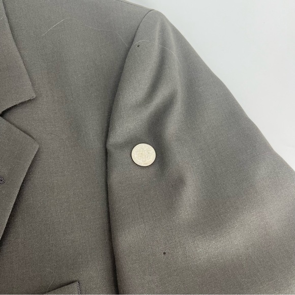Burberry Blazer Mens Large Grey Button Up Formal Pure Wool Wedding Suit Tuxedo - Picture 9 of 14